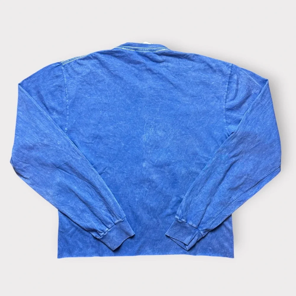 47 Brand Los Angeles Rams Long Sleeve Graphic T-Shirt Blue Mineral Wash Crop Med - Picture 2 of 8